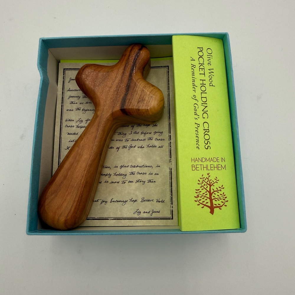 Good Gift Co Olive Wood Pocket Holding Cross Handmade Bethlehem Prayer Comfort